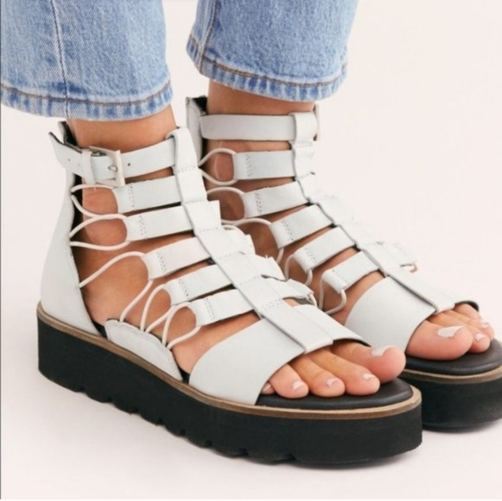 Free People Womens Platform Gladiator Sandals Sunrise Size 38 RUNS LITTLE BIG
